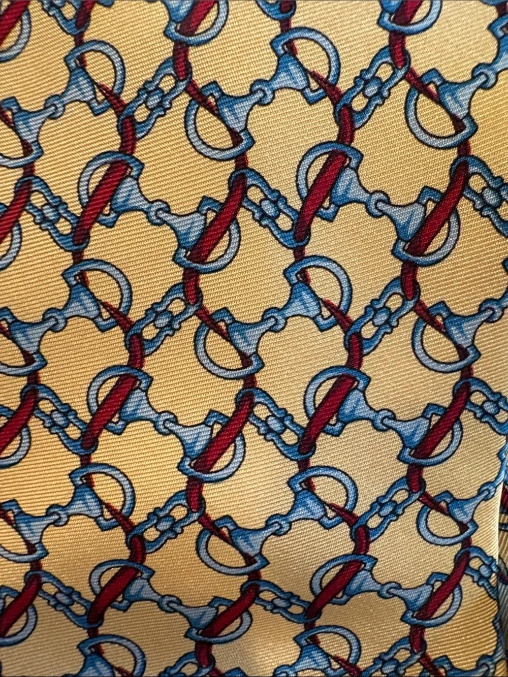 Richards - Silk Patterned Tie in Yellow with Red & Blue Accents, Necktie. Silk